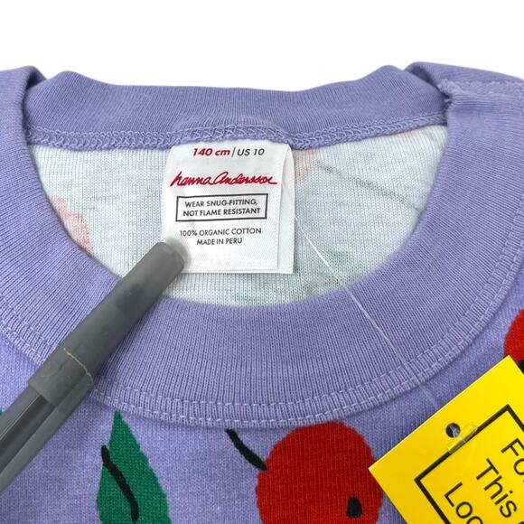 Hanna Andersson Organic Cotton Pajama Set | Purple Cherry Print. Size 10. NWT - Picture 4 of 5